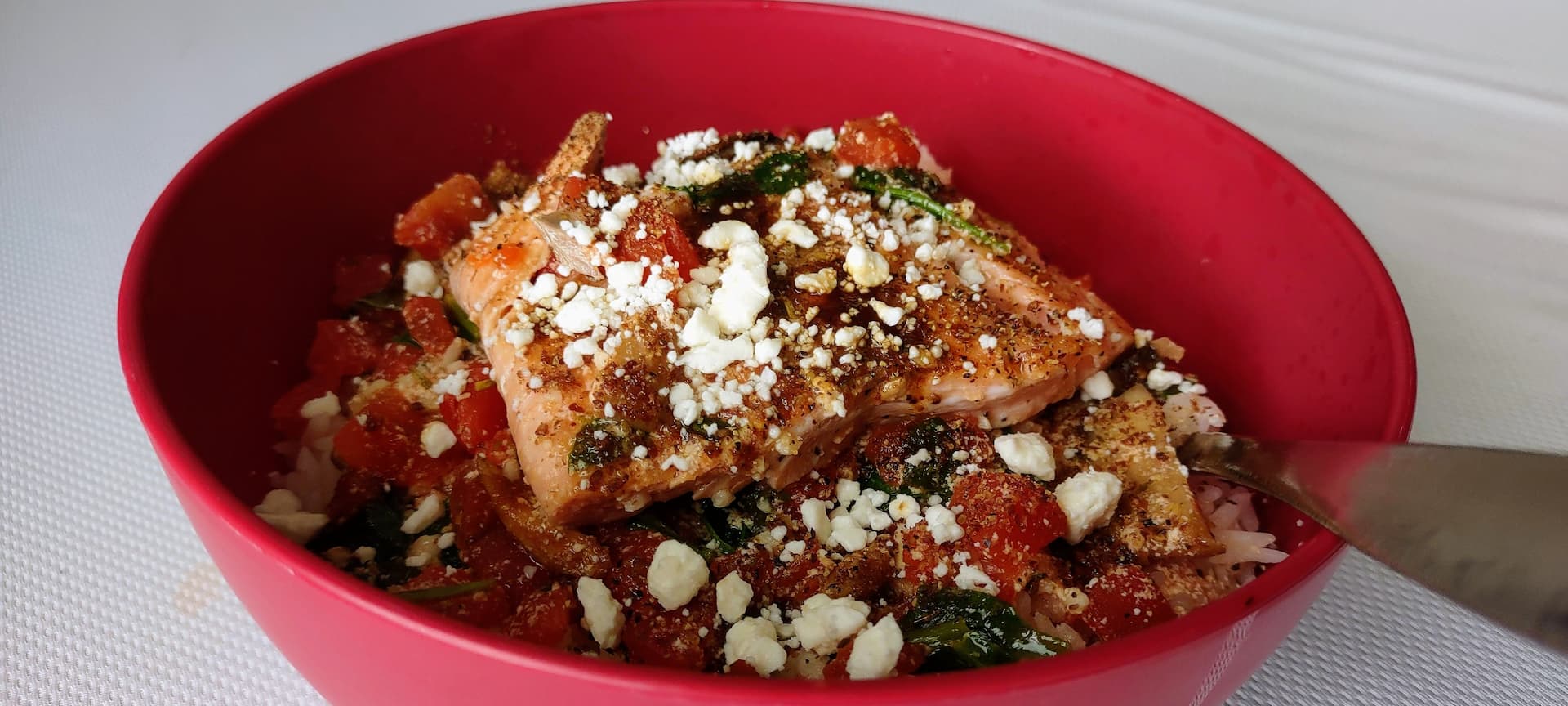 Tuscan Salmon & Mushroom Risotto With Feta Cheese